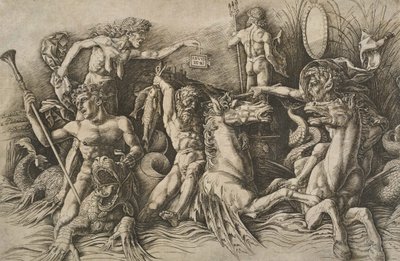 La Bataille des Dieux de la Mer (la moitié gauche) - Andrea Mantegna